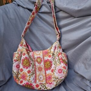 Vera Bradley Pink and Green Floral Shoulder Bag